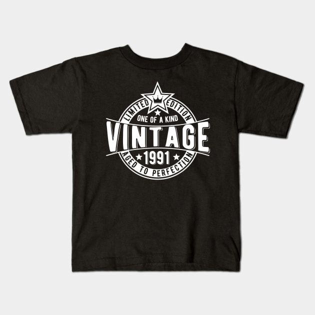 funny vintage retro birthday gift idea for 30th birthday Kids T-Shirt by The Arty Apples